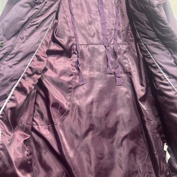 Tahari Down Puffer Coat Shawl Collar Quilted Zipper & Snap Purple Size M (READ) - Picture 9 of 12